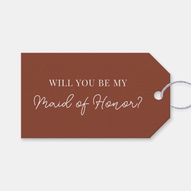 Modern Maid of Honour Proposal Tag (Front (Horizontal))