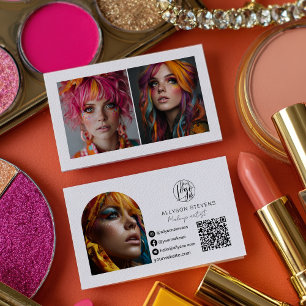 Modern makeup 3 photo Social Media Logo qr code Business Card