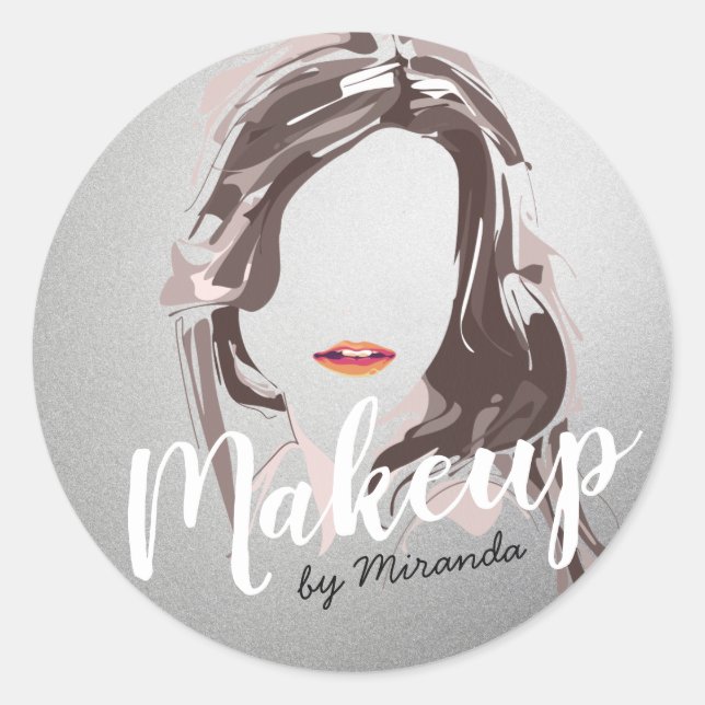 Modern Makeup Artist and Hair Stylist Beauty Salon Classic Round Sticker (Front)