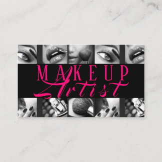 Modern MakeUp Artist Black and White Business Card