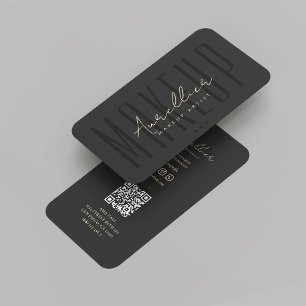 Modern Makeup Artist Black Monogram Business Card