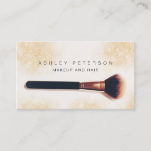 Modern makeup artist brush photo glitter dust business card