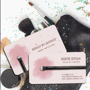 Modern Makeup Artist Business Card with Brush
