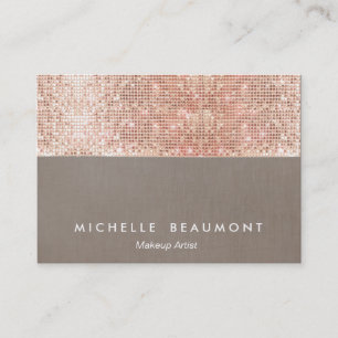 Modern Makeup Artist Faux Rose Gold Sequins Business Card