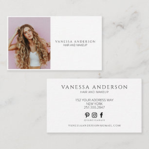 Modern Makeup Artist Hair Stylist Photo Business Card