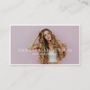 Modern Makeup Artist Hair Stylist Photo Business Card