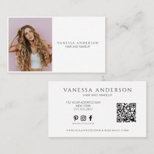 Modern Makeup Artist Hair Stylist QR Code Business Card