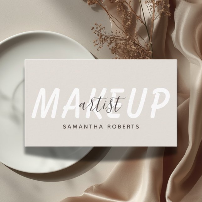 Modern makeup artist light tan business card (Creator Uploaded)