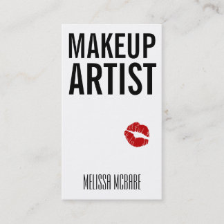 modern makeup artist lips kiss simple professional business card