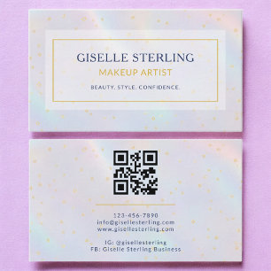 Modern Makeup Artist Luxury Holographic Business Card
