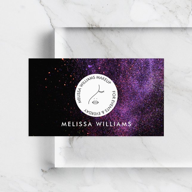 Modern Makeup Artist Minimalist Circle Face Logo Business Card (Creator Uploaded)