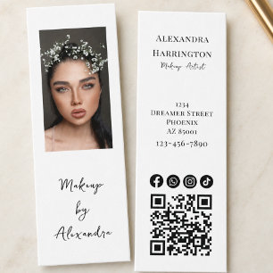 Modern Makeup Artist Photo Elegant Script Mini Business Card