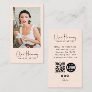 Modern Makeup Artist Photo Logo QR Code Business Card