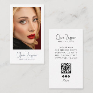 Modern Makeup Artist Photo QR Code Social Media Business Card