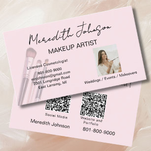 Modern Makeup Artist Professional Photo QR Codes Business Card