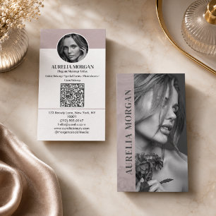 Modern Makeup Artist  Qr Code Photo Beauty Salon Business Card