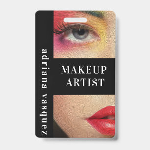 Modern Makeup Artist QR Code  Professional Stylist ID Badge