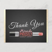 Modern Makeup Artist Salon Lipstick Thank You Card