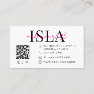 Modern Makeup Artist Script Name Business Card