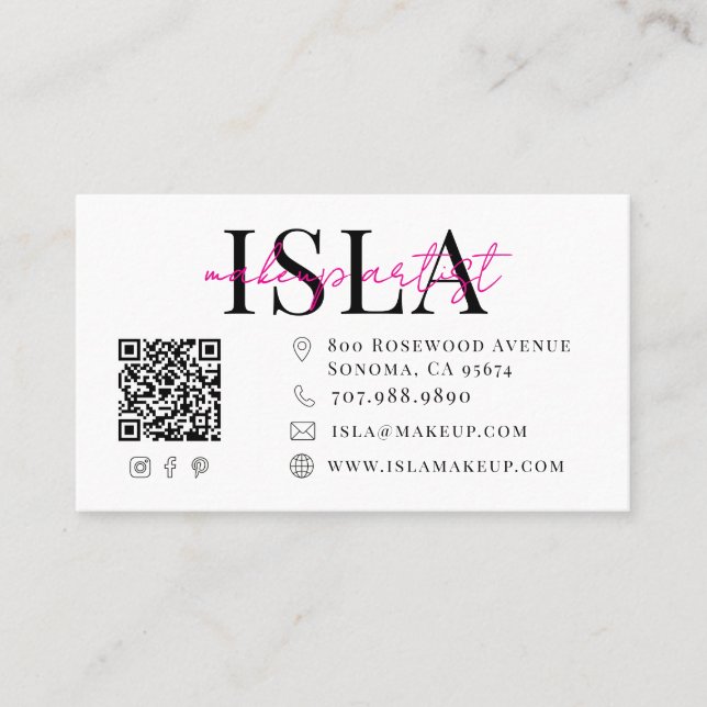 Modern Makeup Artist Script Name Business Card (Front)