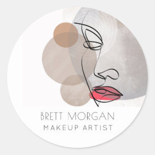 Modern Makeup Artist Square Business Card Classic Round Sticker