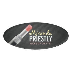 Modern Makeup Artist Stylist Beauty Salon Lipstick Name Tag