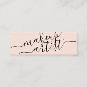 Modern makeup artist typography coral pink trendy mini business card