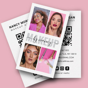 Modern Makeup Calligraphy Script Photo Collage  Business Card
