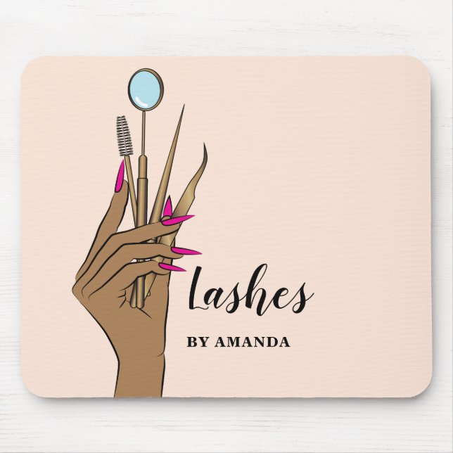 Modern Makeup Eyebrow Eyes Lashes Girly Mouse Pad (Front)