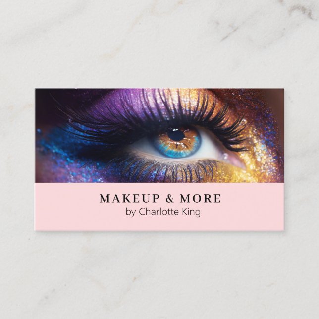 Modern, Makeup Photo Business Card (Front)