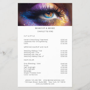 Modern, Makeup Photo Glitter Salon Price List  Flyer