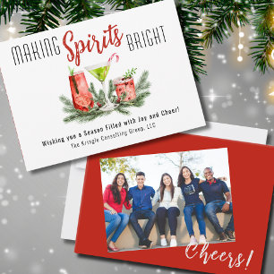 Modern Making Spirits Bright Company Photo Holiday Card
