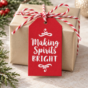 Modern Making Spirits Bright Red Christmas Gift Tags