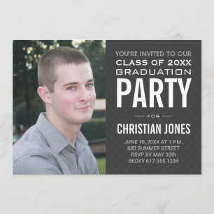Modern Male Grad   Graduation Party Invitation