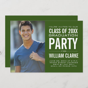 Modern Male Grad Graduation Party Invitation