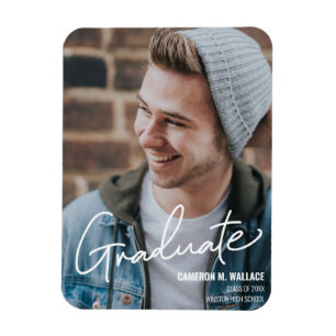 Modern Male Graduate Photo Announcement Magnet