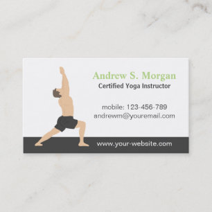 Modern Male Instructor Yoga Business Cards