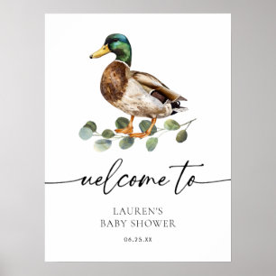 Modern Mallard Duck Baby Shower Welcome Poster