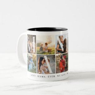 Modern Mama Collage, 10 Photo Grid, Gift for Mom Two-Tone Coffee Mug