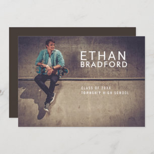 Modern Man Stylish Photo Graduation Party Invitation