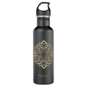 Modern Mandala Boho Lotus Black Gold 710 Ml Water Bottle