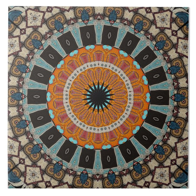 Modern Mandala Ceramic Tile (Front)