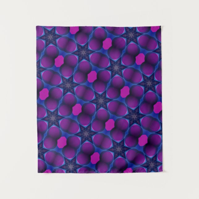 MODERN Mandala COLOR BLUE PINK STAR TAPESTRY (Front)