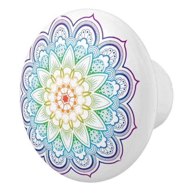 Modern Mandala Colouring Datura Flower Ceramic Pul Ceramic Knob (Right)