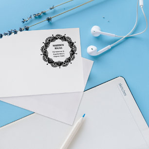 Modern Mandala Custom Name Return Address Rubber Stamp