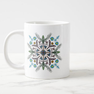 Modern Mandala Floral Greenery Bohemian Art Large Coffee Mug