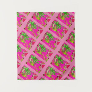 MODERN Mandala-  PINK GREEN TREE Tapestry