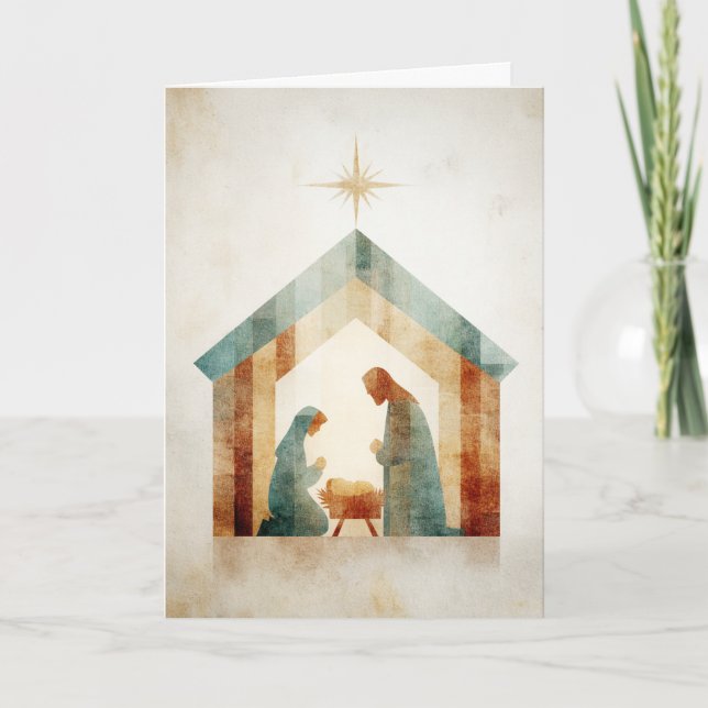 Modern Manger Scene Holiday Card (Front)