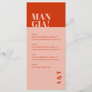 Modern Mangia Italian Burnt Orange Wedding Menu