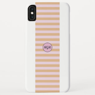 Modern Mango Orange and Pink Striped Monogram Case-Mate iPhone Case
